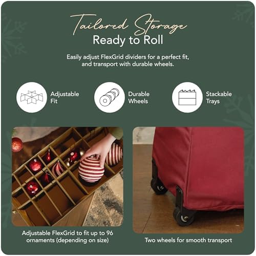 Covermates Rolling Adjustable Ornament Storage Bag, 25.5"W x 13"D x 18.5"H - Image 5