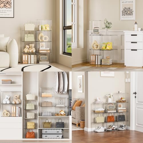 5 Pack Purse Organizer for Closet Acrylic Display Cases Clear Storage Boxes - Image 7