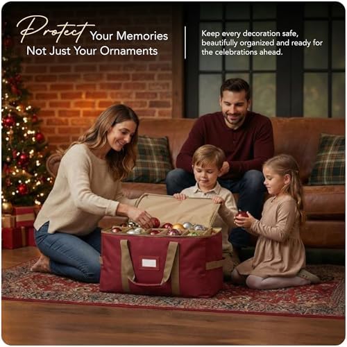 Covermates Adjustable Ornament Storage Bag, 19.25" W x 13" D x 12.5" H, Red - Image 2