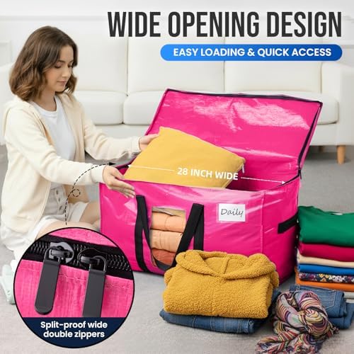 TAILI 6 Pack Pink Extra Large Moving Bags,Storage Bags with Visible Window - Image 4