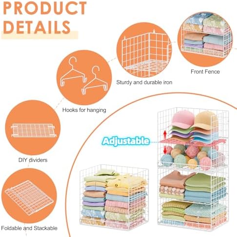 Extended Width Hanging Closet Organizer, 8 Tier Wire Storage Shelves - Image 5