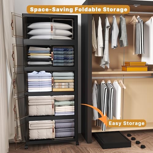 UAMFURI 600QT Stackable Storage Bins with Lids, Doors & Wheels - Image 5
