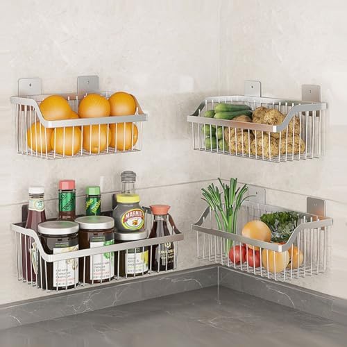 2 Set Fruit Basket for Kitchen, Pantry Kitchen Organizers and Storage, SUS304 Stainless Steel Wire Wall Basket, Onion Potato Vegetable Storage for Countertop Floor Cabinet Shelf - Image 6