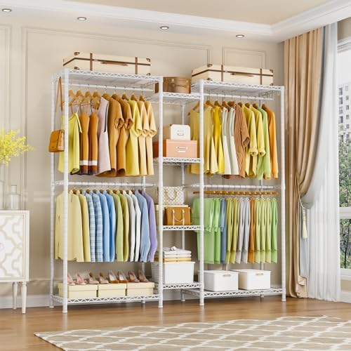 Ulif E4 Clothes Rack, Heavy-Duty Garment Rack Can Be L-Shaped Closet, White - Image 3