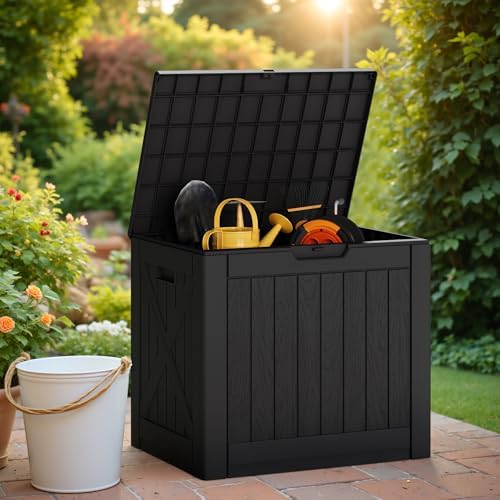 Greesum 40 Gallon Outdoor Deck Box, Resin Storage Chest, Dark Black - Image 4