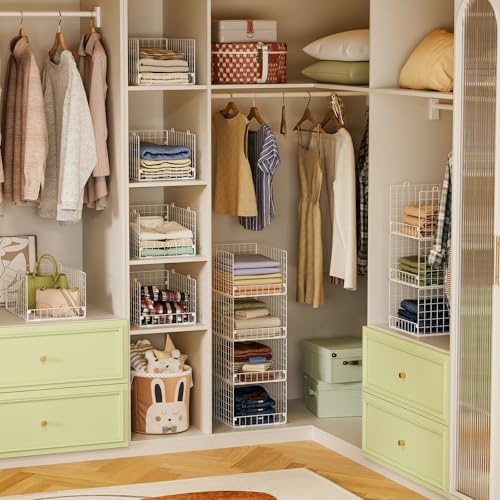 Yociyoga Stackable Closet Organizers and Storage - 4-Tier Stackable Storage Bins, Foldable Closet Shelf Organizer Basket, Clothes Organizers Shelves for Organizer System(Patent 30022416) - Image 6