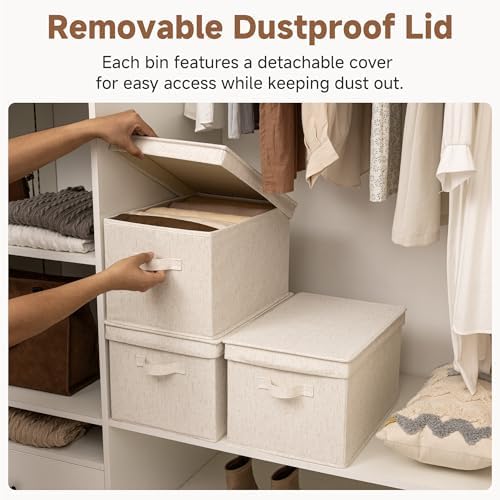 StorageWorks Fabric Storage Bins with Lids, Closet Storage Bins - Image 2