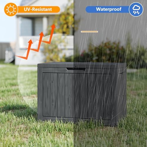 35 Gallon deck box Outdoor Cushion Storage Waterproof, Outdoor Storage Box with Lockable Lid & UV-Resistant for Patio Furniture, Outdoor Cushions, Garden Tools and Pool Supplies, Black - Image 2