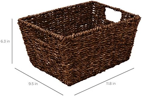 Best Choice Products Rustic Set Of 4 Multipurpose Stackable Seagrass Storage Basket, Handwoven Laundry Organizer Totes for Bedroom and Living Room, Shelves, Pantry w/Insert Handles - Brown - Image 6