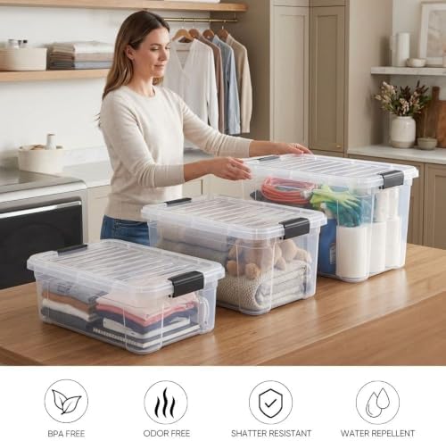 Superio Storage Bins with Lids, Clear Plastic Containers for Organizing, Stackable Totes, BPA Free, Odor Free, Organizer Boxes for Home, and Dorm (6 Pack, 36 Qt) - Image 4