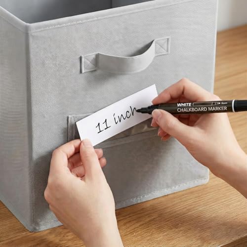 Storage Bins,11" Cube Storage Bin with Labels,10pcs,Light Grey - Image 4