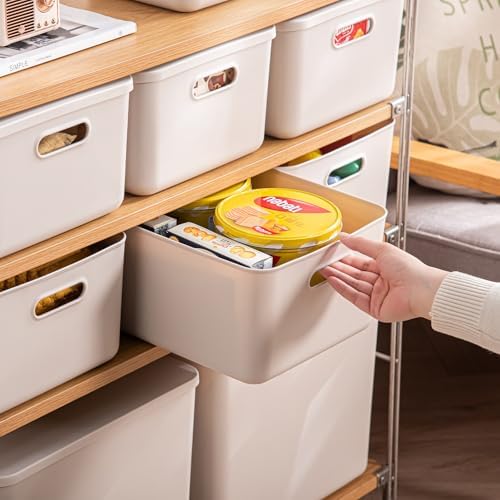 Plastic Storage Bins with lids,Storage Baskets,Container with handle,Storage Organizer Bins for Shelves,Office,Bedrooms,Closets, Cabinets(Gray, 3M) - Image 4
