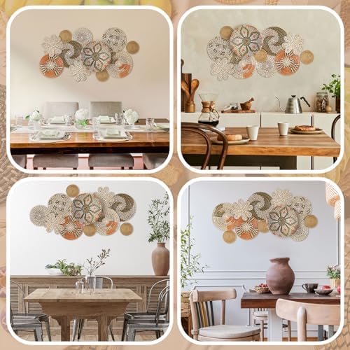 11 Pcs Boho Hanging Wall Basket Decor Handmade Woven Basket Wall Decorative Boho Wicker Baskets Placemats Round Farmhouse Bulrush Art for Rustic Home Decorations Christmas Gift(Cute) - Image 6