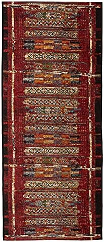 Liora Manne Marina Low Profile Durable Indoor/Outdoor Woven Rug- Tribal Stripe Red 1'11" x 4'11" - Image 4