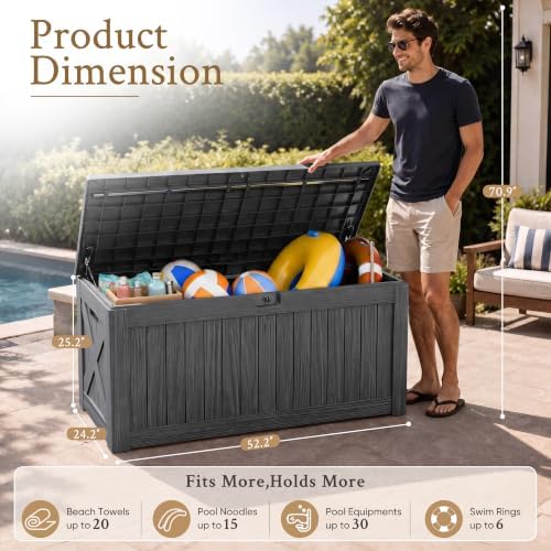 Devoko 120 Gallon Deck Box Resin Outdoor Storage Box Waterproof - Image 5