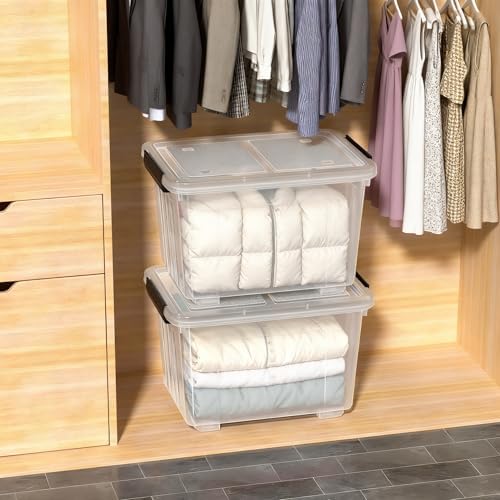 6-Pack 30 Quart Stackable Clear Plastic Storage Bin with Lid & Wheel - Image 5