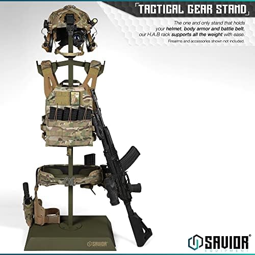 Savior Equipment H.A.B Tactical Gear Stand Helmet Vest Belt Display Rack, Military Gear Holder Plate Carrier Indoor Home Garage Free-Standing Organizer, Heavy Duty Steel Construction Hold Up To 70 lbs - Image 2