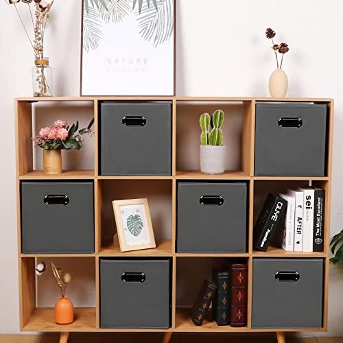 Fabric storage bins Cubes, Fabric Cube Organizer with Handle, Foldable Cube Bins for Cloth or Accessary Storage, 11x11x11, Set of 8, (Gray) - Image 5