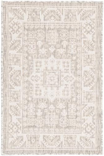Rugs.com - Outdoor Aztec Rug – 2' x 3' 1 Light Gray Indoor/Outdoor Rug – Weather Resistant Flatweave for Patios, Decks, and Porches - Image 3
