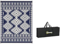 Outsunny Outdoor Rug for Patio Waterproof 9' x 12' Blue & White Rhombus by Outsunny