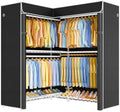 ULIFHOME E15C Pro Garment Rack L Shaped Clothes Rack for Corner，Freestanding Clothing Racks for Hanging Clothes，Heavy Duty Closet System 48.8"W x 15.8"D x 78.4"H，White Rack with Black Dustproof Cover by UlifHome