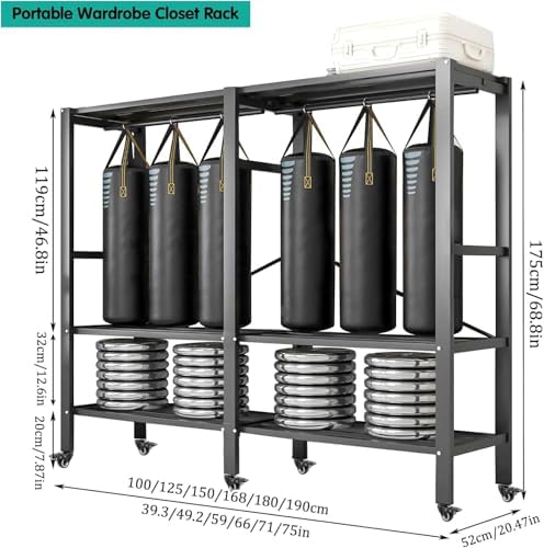 49in Heavy Duty Portable Closet with Gray Cover - Image 2