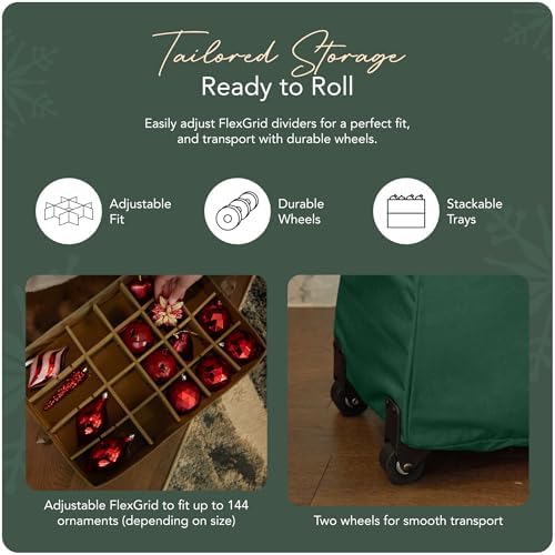 Covermates Rolling Adjustable Ornament Storage Bag, 19.25"W x 13"D x 18.5"H - Image 5