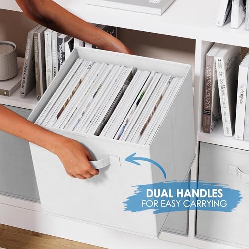 Fabric Storage Cubes for Cube Organizer - 8 Pack Heavy Duty Storage Bins - 13 Inch Cube Storage Bin, Use As A Clothes Storage Box In Closet, Baskets For Shelves or Cubbies Storage bins (White) - Image 4