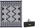 Outsunny Outdoor Rug for Patio Waterproof 8' x 10' Blue & White Rhombus by Outsunny