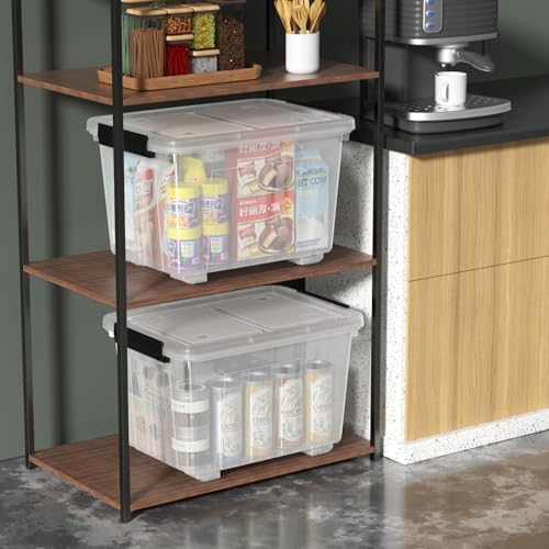 4 Packs 30 L Plastic Latch Storage Box, Clear Bin with Lid and Wheels - Image 6