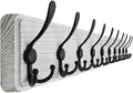 SKOLOO Coat Rack Wall Mounted - 38.3'' Long, Wooden, Heavy Duty, Rustic Coat Hooks for Wall, Wall Coat Rack with 10 Triple Hooks for Hanging Clothes, Jacket, Hat(Weathered White) by SKOLOO