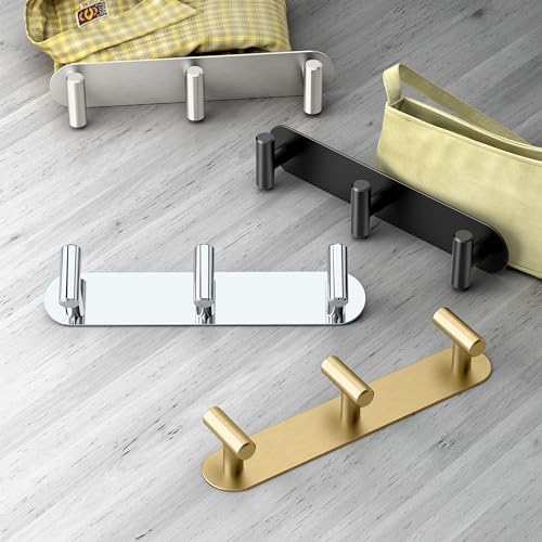 Gatco 1292B Latitude II 3 Hook Triple Robe Hook, Wall Mounted Hook for Bathroom Towels & Robes, 11 Inch W, Brushed Brass, Premium Brass - Image 2