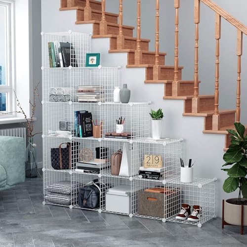 C&AHOME Wire Cube Storage, 16-Cube Organizer Metal C Grids Storage, White - Image 4