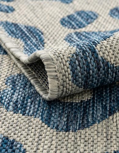 Unique Loom Outdoor Safari Collection Area Rug - Leopard (6' 1" Square Blue/Gray) - Image 5