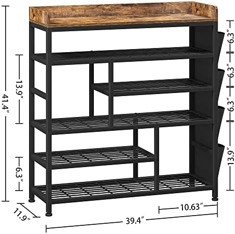 EnHomee 6‑Tier Shoe Rack for Entryway, Holds 24 Pairs, Tall Boot Section - Image 3