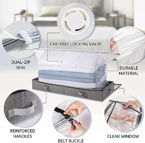 TAILI Under Bed Vacuum Storage Bags for Comforters and Blankets, Save 80% Space, Large Capacity Foldable Under Bed Storage Box for Quilts Pillow Blankets Linen, 41" x 17.7" x 6", Jumbo Vacuum Seal - Image 5