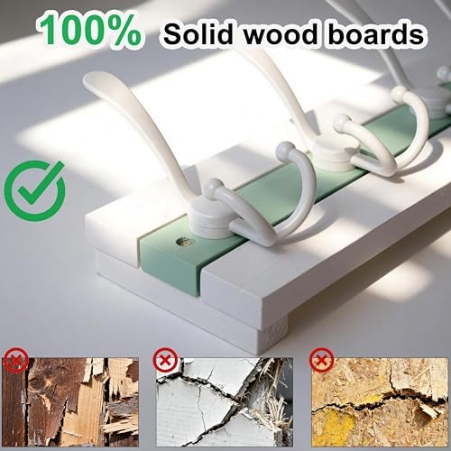 SKOLOO Coastal Wall Mounted Coat Rack - 38-1/8" Beach House Entryway Wooden Coat Hook with 10 Hooks for Hanging Coats, Hats or Towels, Oceanfront Cottage Core Collection, White & Green - Image 6