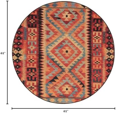 Unique Loom Outdoor Tribal Collection Area Rug - Tortuguero (5' 1" Round Multi/Blue) - Image 2