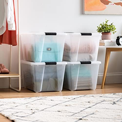 IRIS USA 3-Drawer Rolling Storage Cart, Black/Clear - Image 3