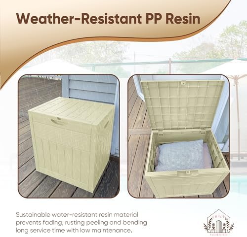 EHHLY 33 Gallon Deck Box, Small Outdoor Storage Box Waterproof, Lockable Secure Package Bin Delivery Box for Outside Front Porch, Patio Cushions Storage Box, Delivery Driver Snack Box for Porch, White - Image 7