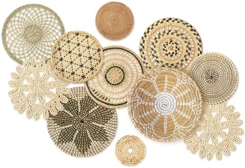 Tatuo 11 Pcs Boho Wall Basket Decor Woven Wall Hanging Art, Vivid - Image 2