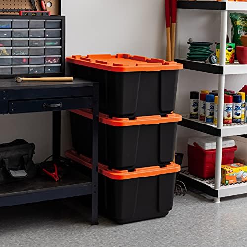 IRIS USA 3-Pack 27 Gal Heavy Duty Storage Tote Bins with Lids, Orange - Image 2