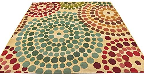 Unique Loom Outdoor Modern Collection Area Rug - Spark (5' 4" Square, Beige/ Burgundy) - Image 6