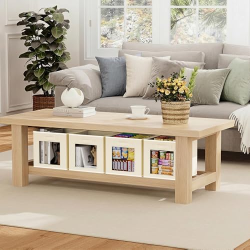 Homsorout Foldable Storage Cubes - Cubby Storage Organizer with Window, Decorative Baskets for Organizing, Fabric Bins for Clothes Storage, Closet Storage Cubes-11inch, Set of 8, Beige - Image 7