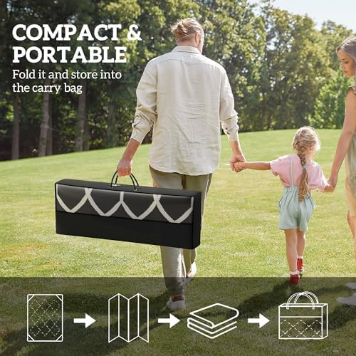 Outsunny Outdoor Rug for Patio Waterproof 9' x 18' Black & White Lantern - Image 4
