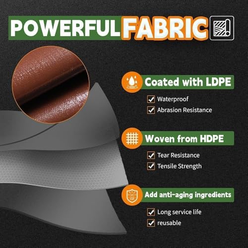RAINDEWAY Tarp 20x24ft Brown Tarps Heavy Duty Waterproof 18Mil Extra Thick - Image 3