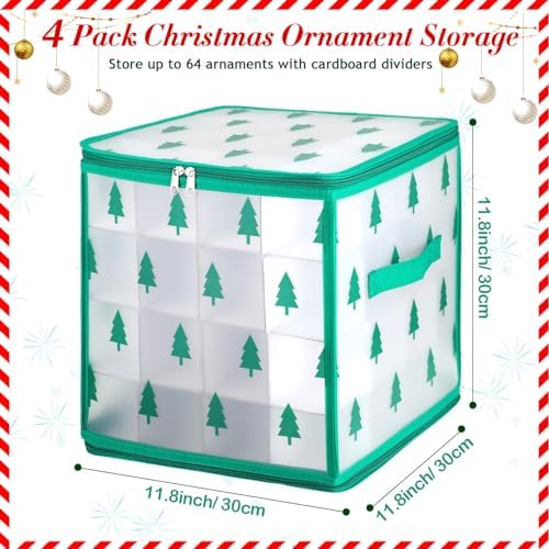 Saintrygo 4 Pcs Ornament Storage Box with 64 Compartments, Tree Style - Image 2