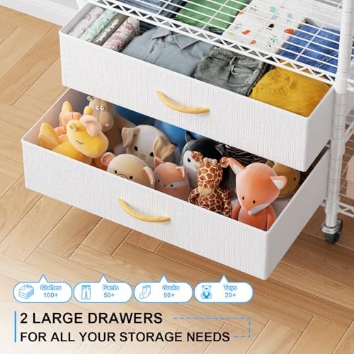 Ulif F3R Heavy Duty Clothes Rack（With Lockable Wheels）Freestanding Clothing Racks for Hanging Clothes，Adjustable Closet Organizer System，Portable Garment Rack 40"W x 15"D x 74"H，Max Load 700LBS，White - Image 3
