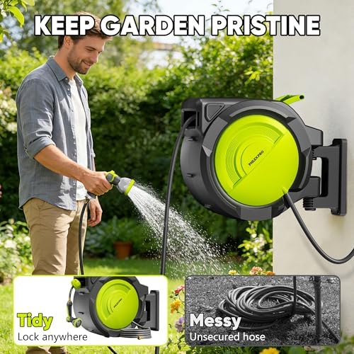 110 FT 5/8" Retractable Garden Hose Reel, Wall Mount - Image 4