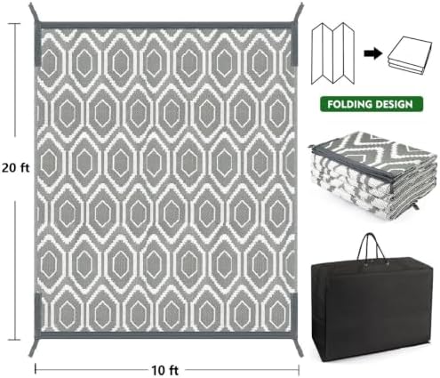 10x20 Outdoor Rug, Plastic Woven Patio Mat, Waterproof RV Camping Rug - Image 2